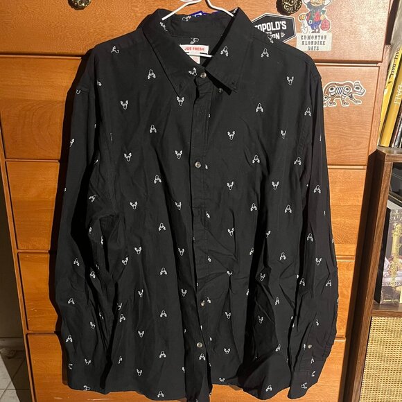 Joe Fresh Black Button-Down w/ Mini Deer Pattern - Picture 1 of 4